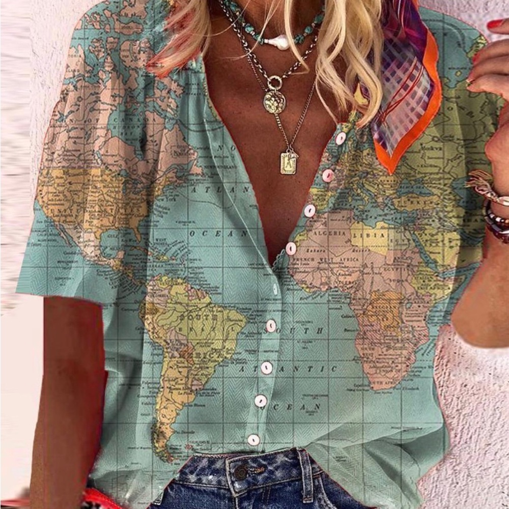Ladies blouse globe design